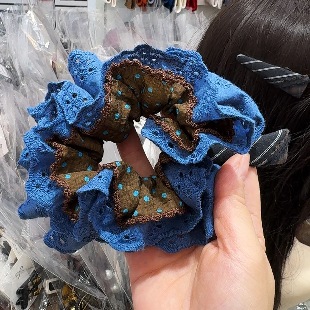 皮质非金属蓝色发圈