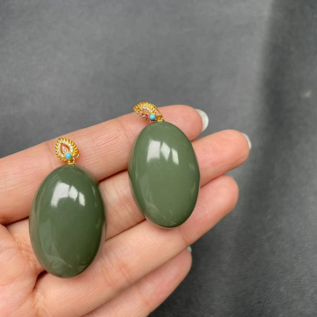 【玉经纶】40020/HQ19-和田玉蛋面吊坠-多样性发其一约29*19*11