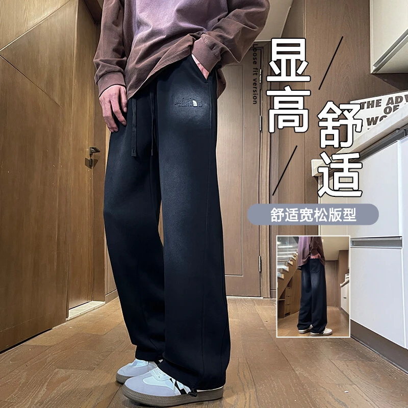 Mexican/稻草人2025春季新款卡尔棉水洗百搭直筒卫裤子男士休闲裤