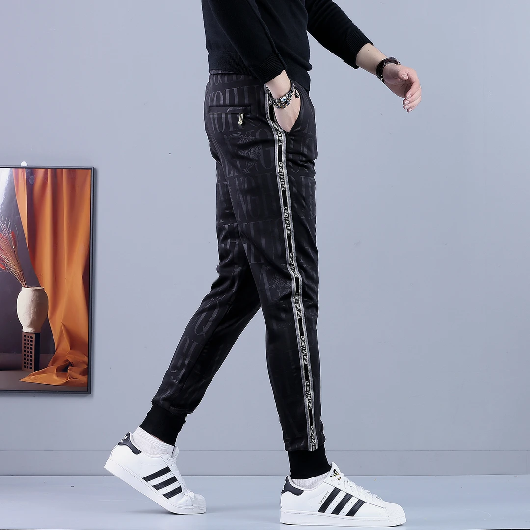 欧洲站2025秋季新款男士休闲裤潮牌高端束脚裤子男设计感原创男裤