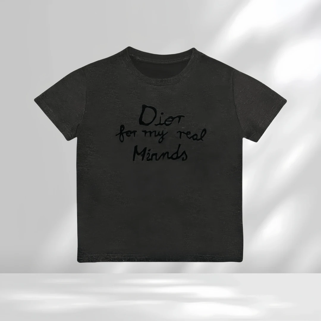 百搭字母新款时尚设计感遮肉显瘦圆领上衣短袖T恤女2025夏季