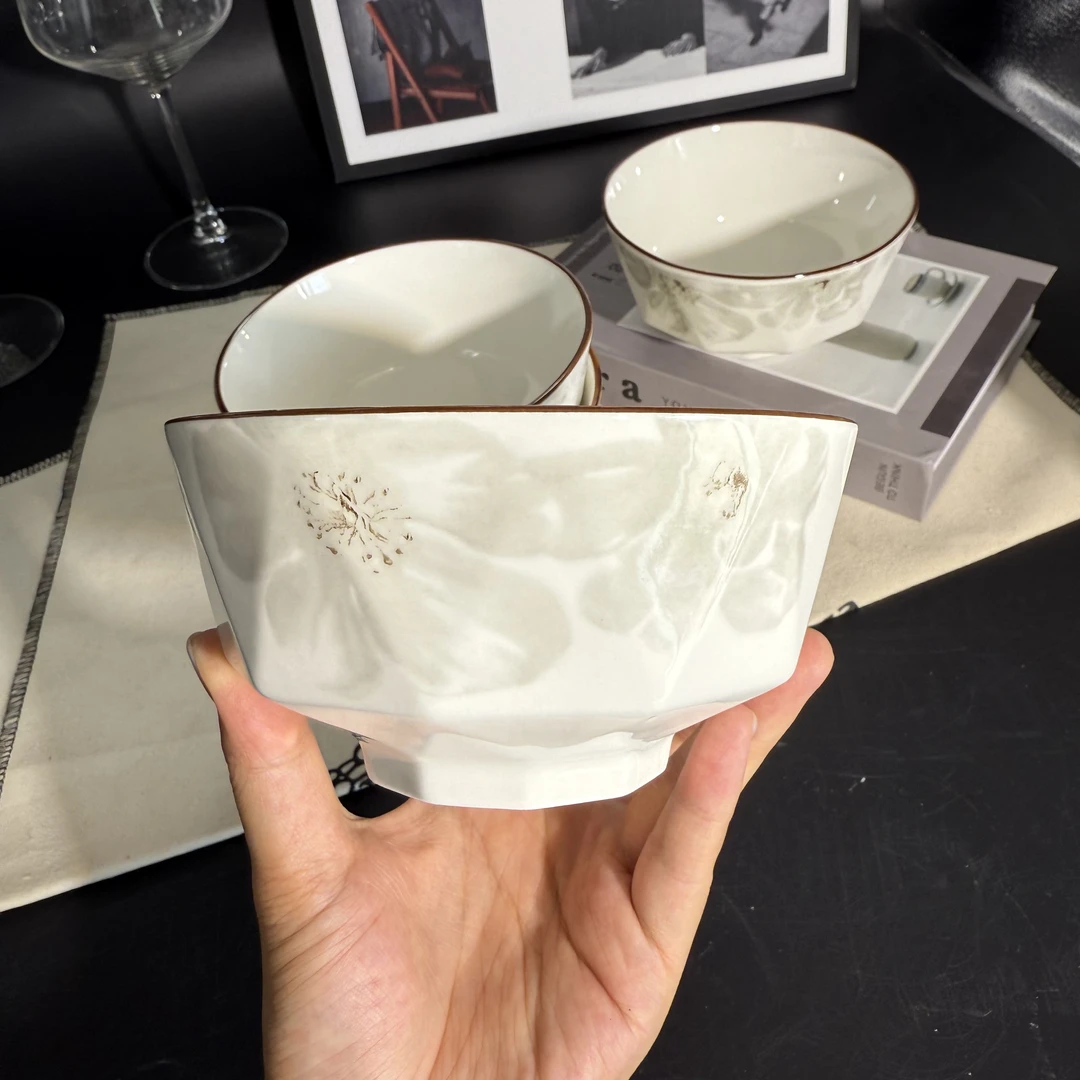 【8只装】熠熠生辉钻石5英寸碗家用健康釉下彩陶瓷餐具