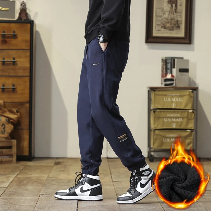 男士冬季卫裤针织棉加绒加厚休闲裤百搭潮流舒适保暖宽松柔软裤子