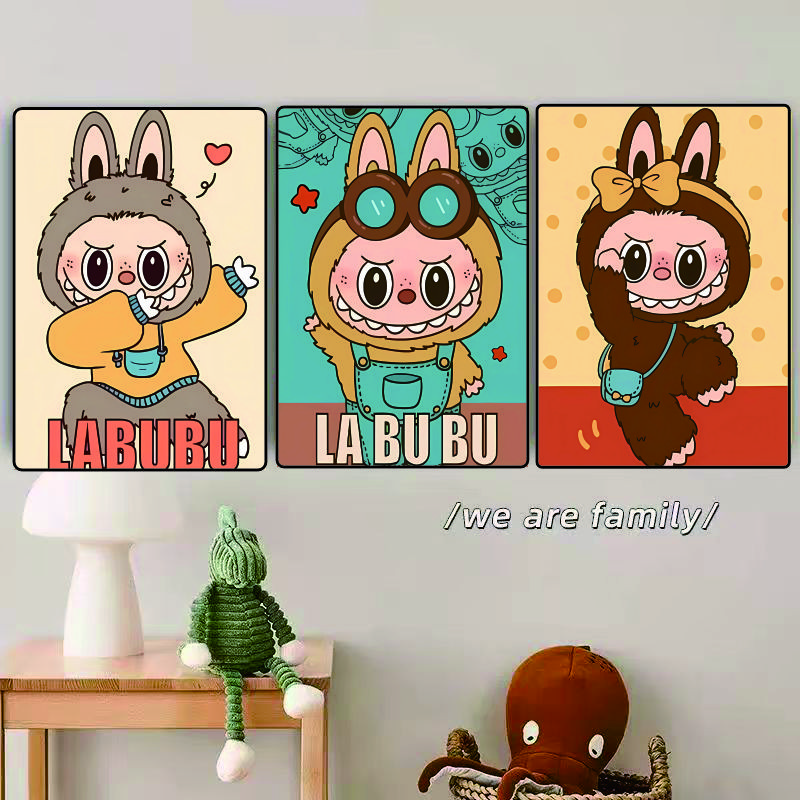《labubu》儿童客厅卧室现代装饰画30-40*3 PVC