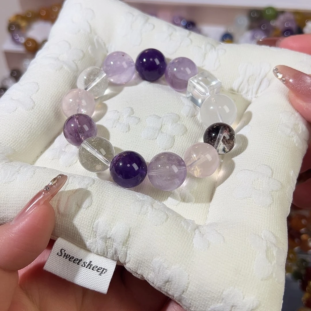 手串未镶嵌水晶紫水晶多宝紫幽灵 15卡