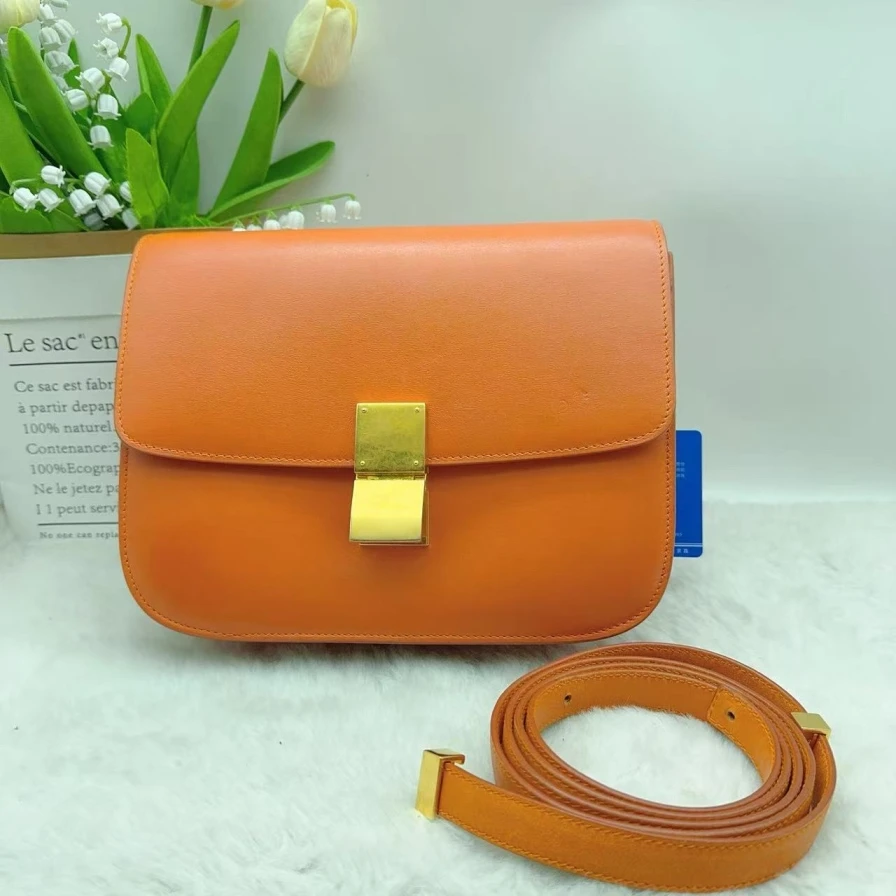 95新 Celine/思琳 橘色box斜挎包 1133 3102