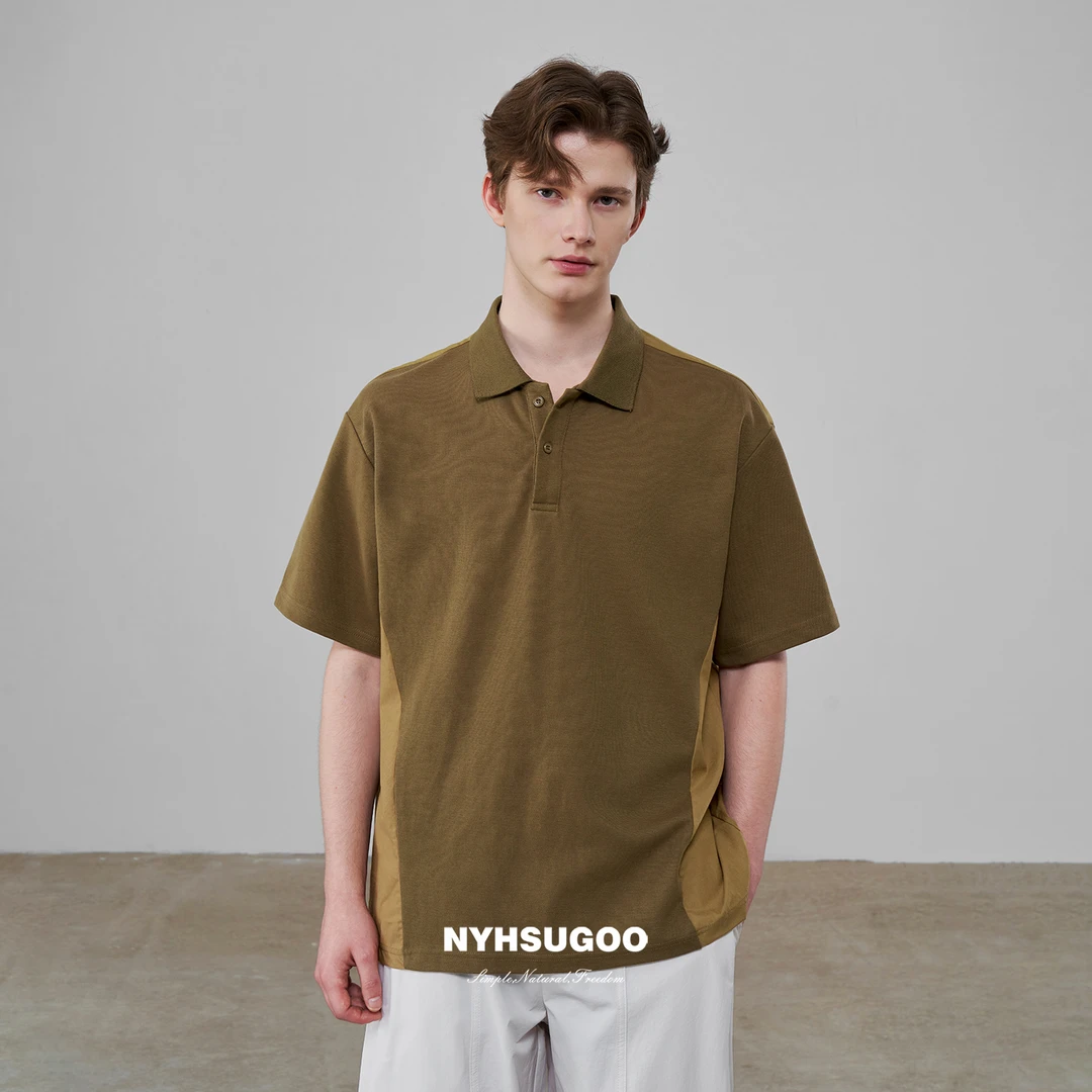NYHSUGOO/南乙夏季POLO衫撞色拼接设计男士休闲3677短袖POLO衫