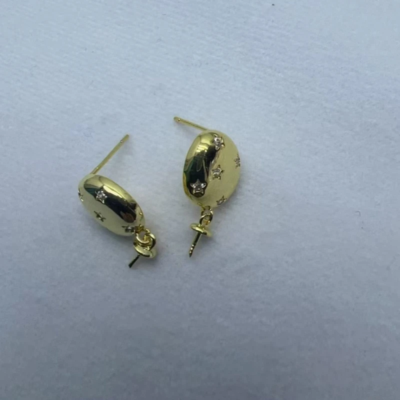 珍珠 925 银  合金 耳钩 耳环 耳饰空托配件定制小众设计