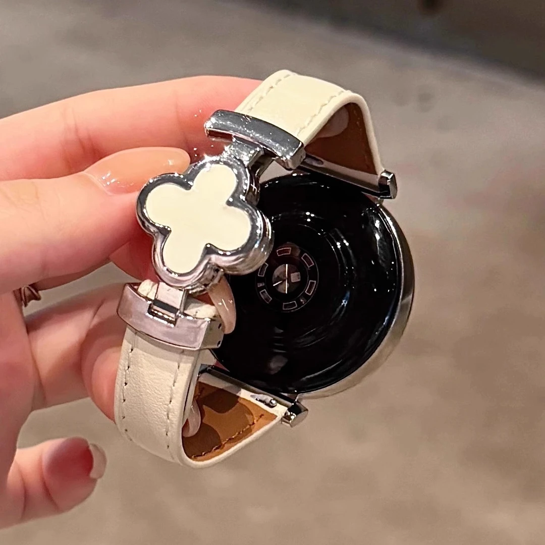 适用华为GT6手表四叶草磁吸扣皮质表带watch4proGT2GT5Fit3高级感