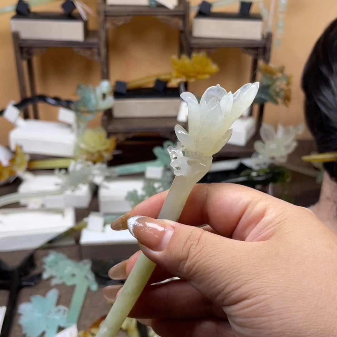 岫玉未镶嵌发饰发簪