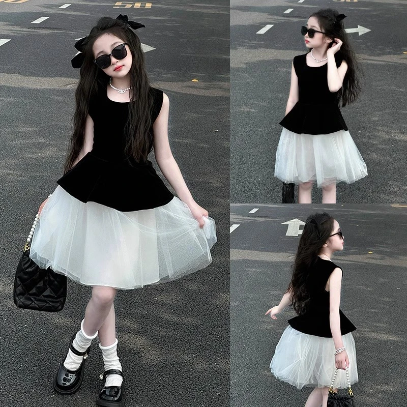 女童夏季连衣裙2025新款中大童洋气时髦韩系背心裙子夏装公主裙潮