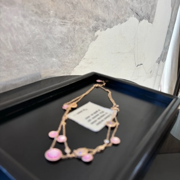 铜合金仿水晶吊坠 XL3087克力吊坠 铜合金合成锆石项链 双层粉