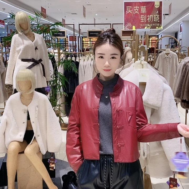 闪2羊皮外套 初晓皮草