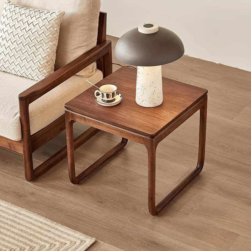北美黑胡桃实木角几北欧现代客厅小边几沙发边桌正方形设计