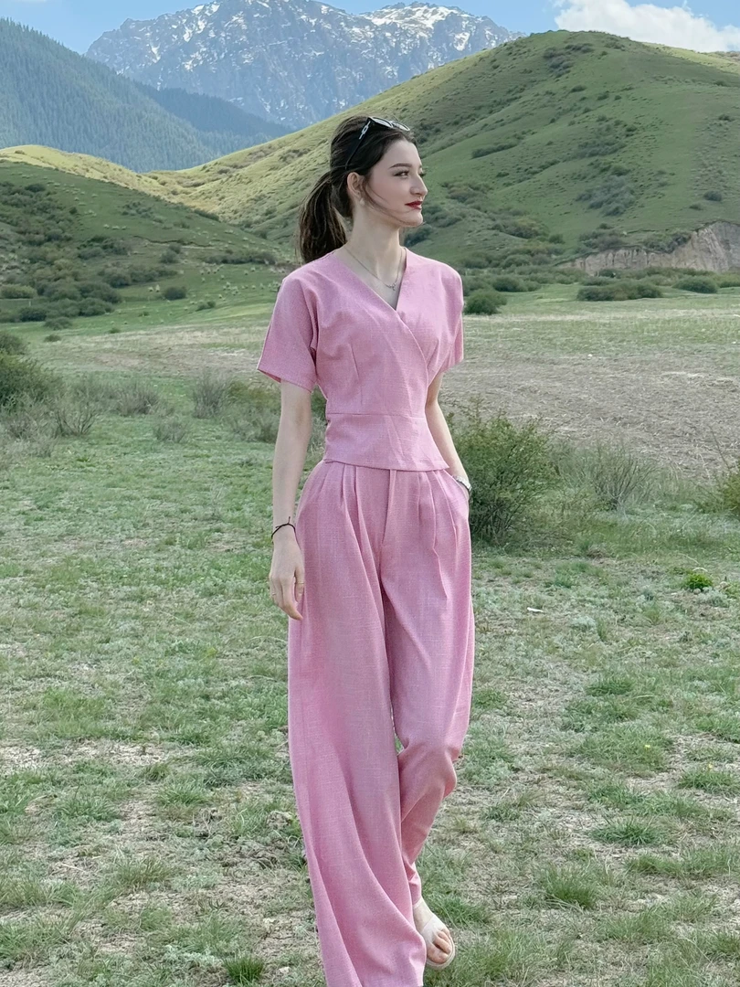 Fargiz【轻氧·超模】2025夏季款个性超长裤子两件套