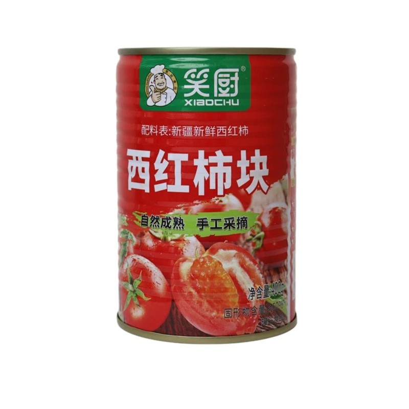 【批发】25年新疆笑厨西红柿块罐头400g罐新鲜去皮番茄块酱不加糖盐