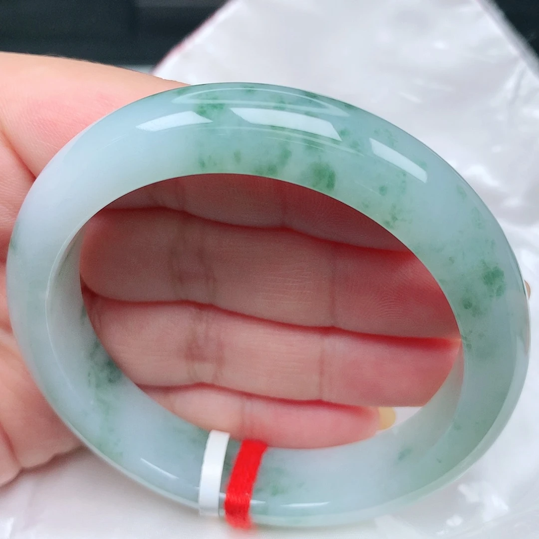 未镶嵌手镯翡翠4胶底小绿花