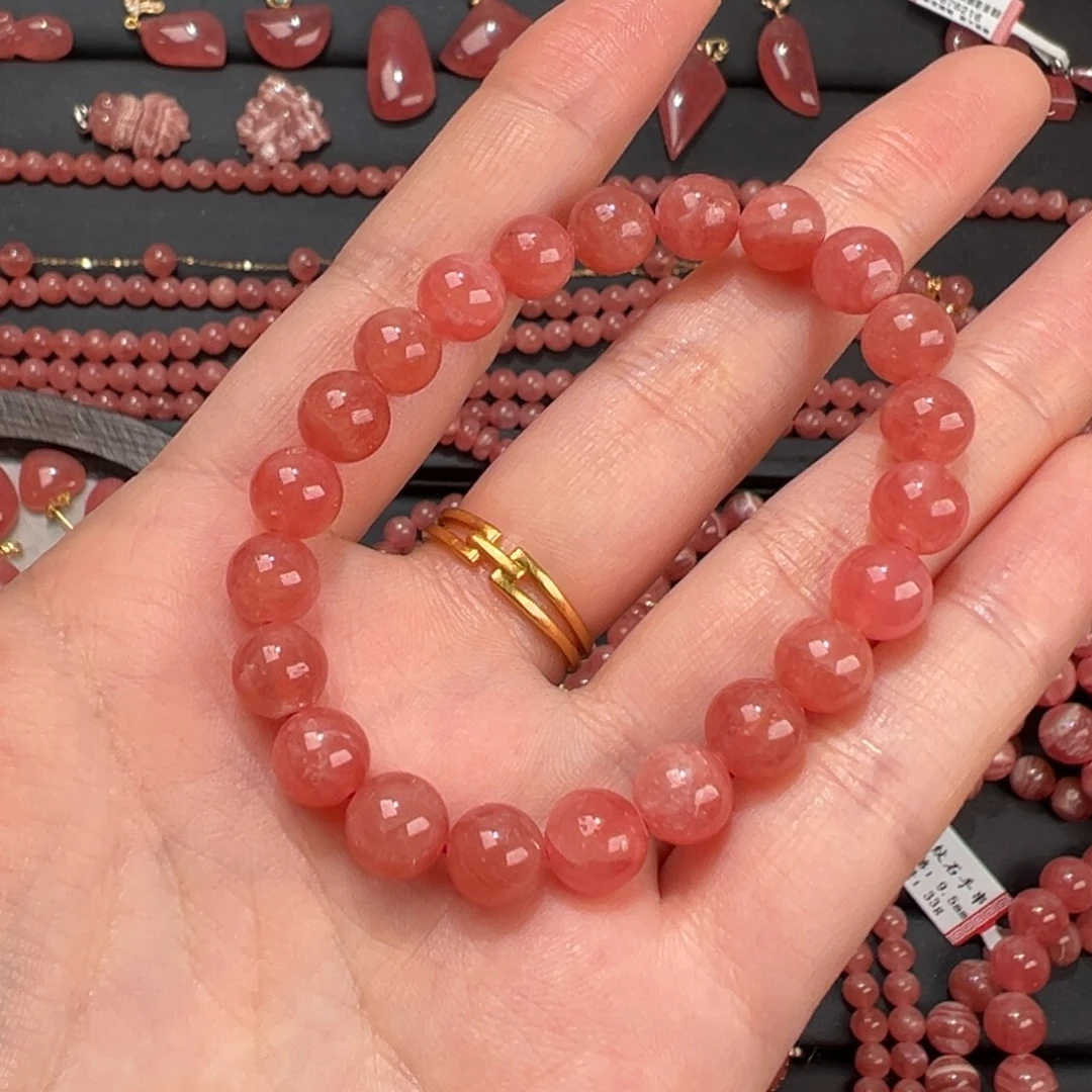 菱锰矿（红纹石）未镶嵌手绳