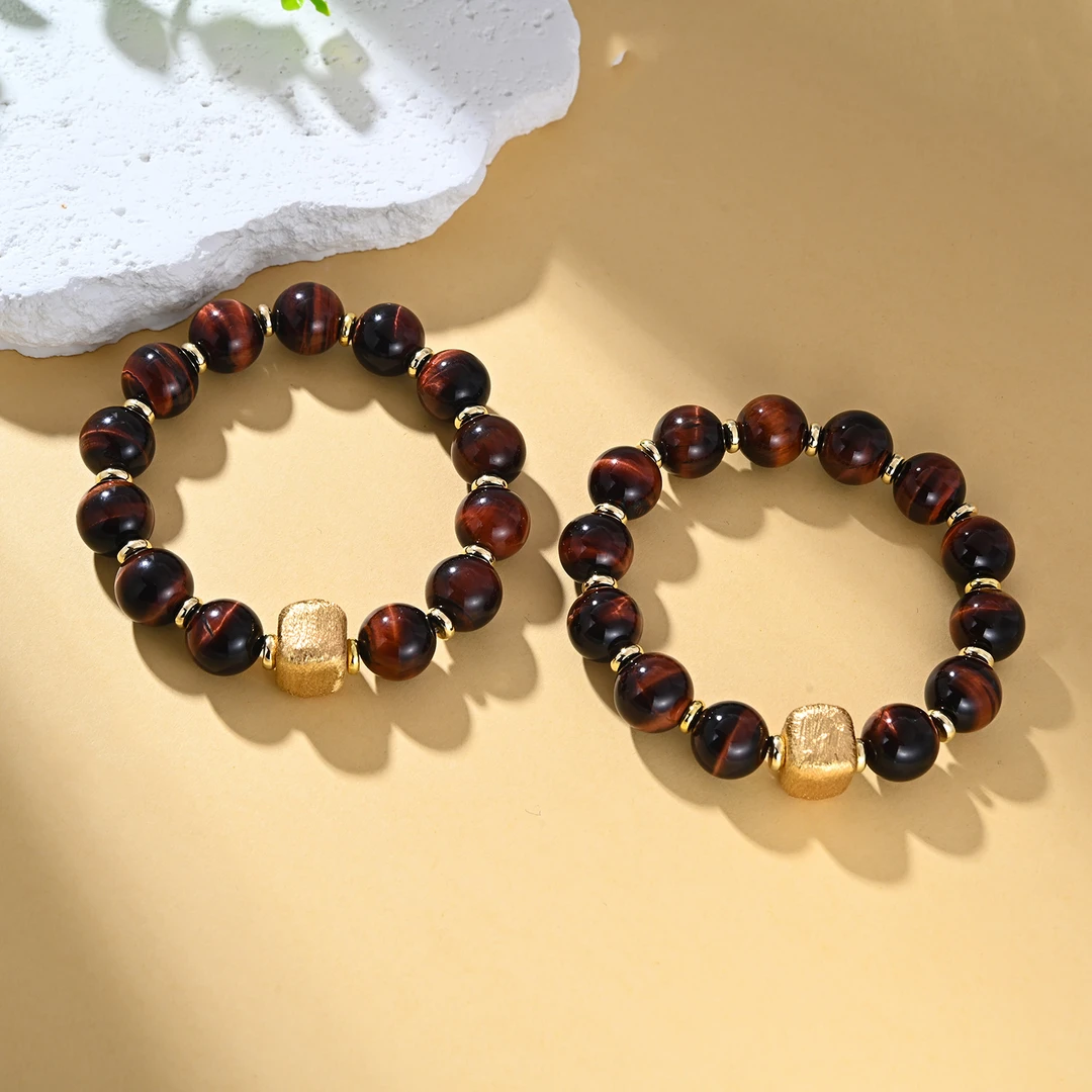 【婉葶珠宝】红虎眼拉丝方糖手串（多样性发一）