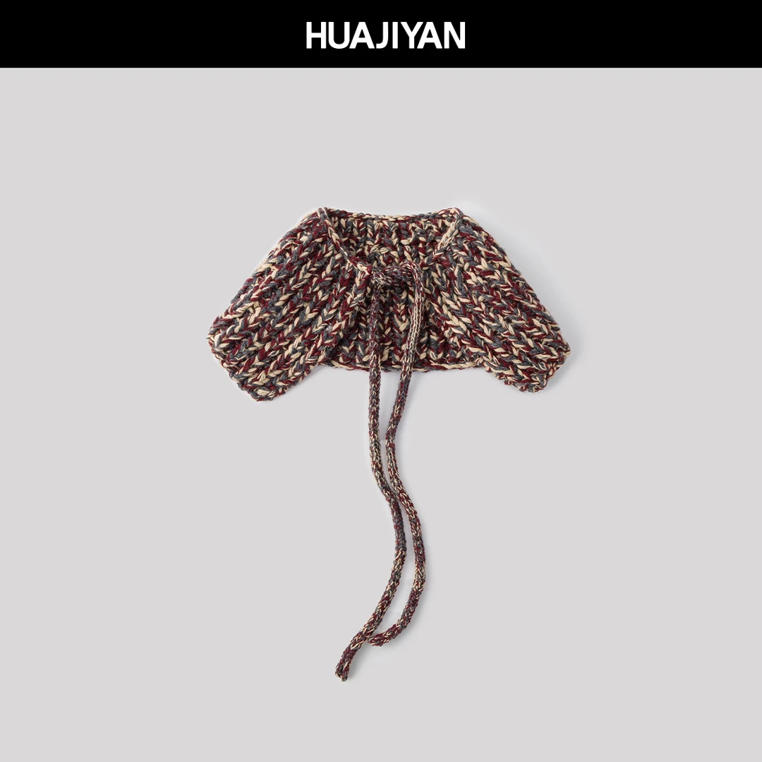 华吉言/HUAJIYAN【配饰系列】100美丽诺羊毛纯手工编织3色绞花披肩