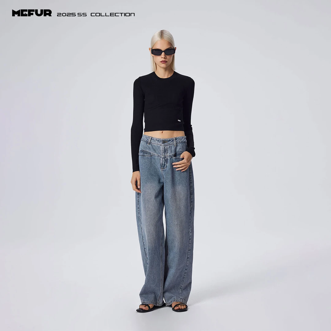 MEFUR 针织长袖打底衫女修身百搭显瘦2025春季新款纯色内搭上衣