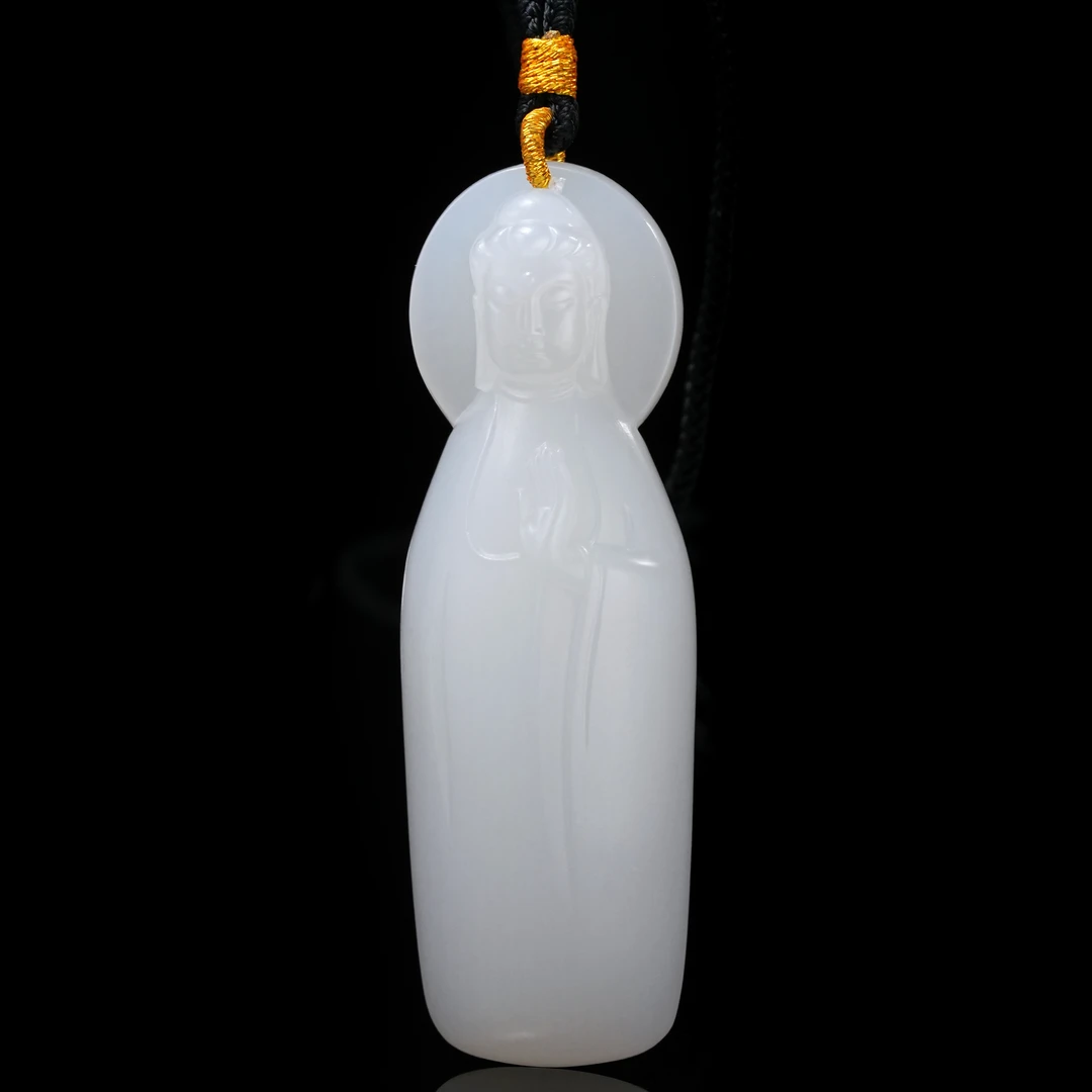 周陶陶·澄愿 和田玉吊坠 白玉素衣观音 吊坠 寓意安康 高端典雅