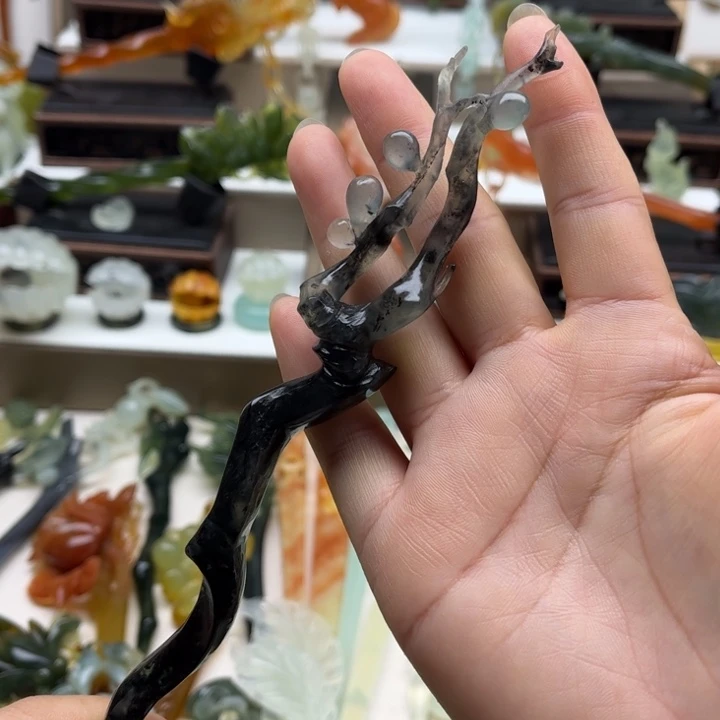 蛇纹石玉未镶嵌岫玉发簪