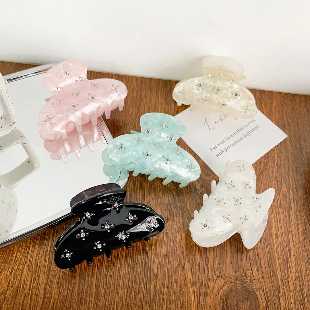 柏菲雅镶钻高级感轻奢风花朵亚克力抓夹个性氛围简约发夹发饰头饰