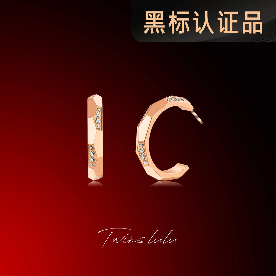 TWINS LULU 镀K金【春上新】百搭简约C形切面耳环TSL2366