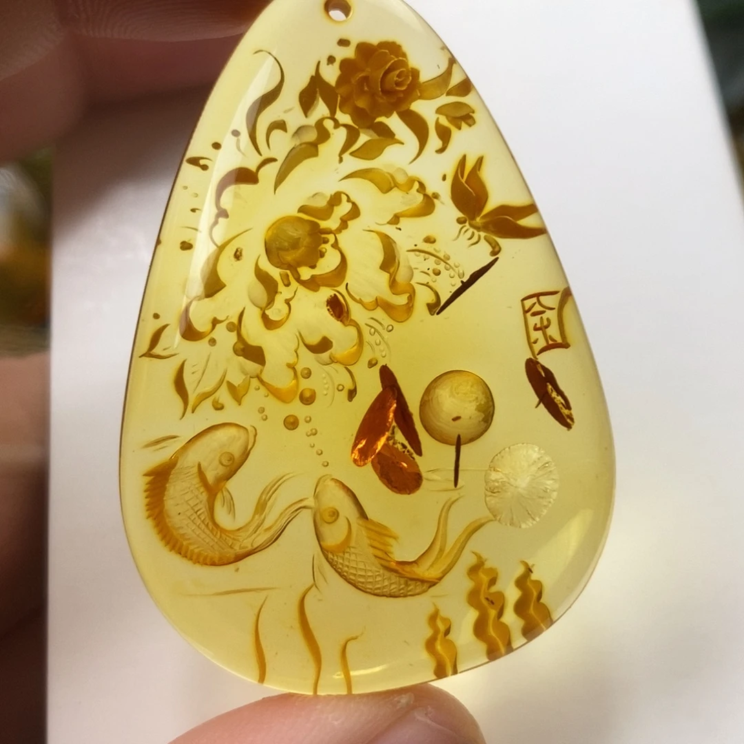 琥珀（花珀）未镶嵌吊坠(不含链)