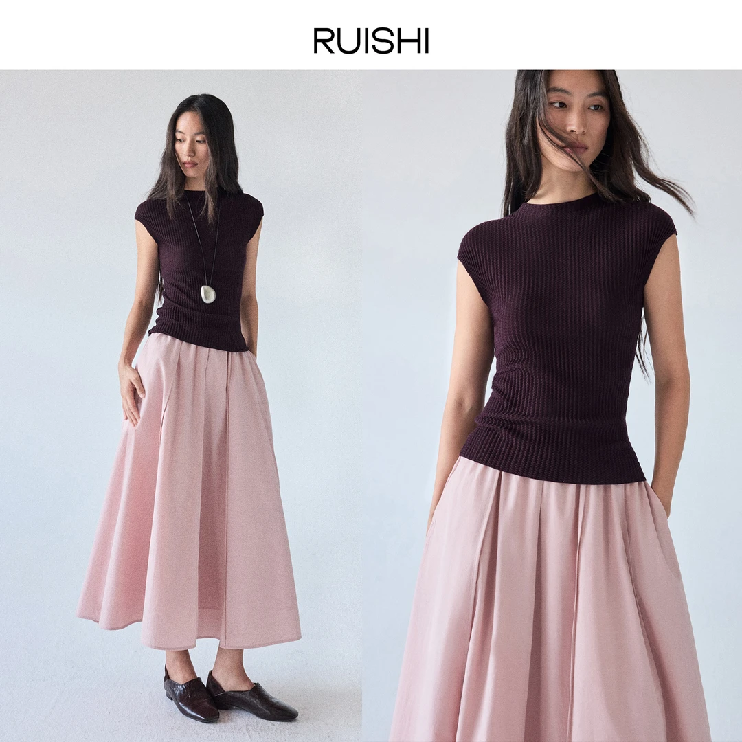 RUISHI芮时 “百搭神器”知性半高领包袖羊毛针织衫女秋R25C178901