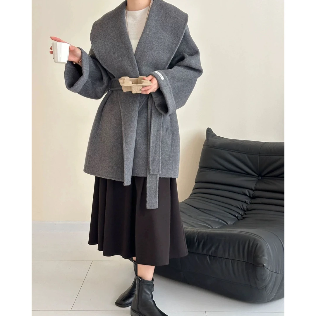 【宝谊专属】大翻领小个子气质赫本风双面羊毛大衣