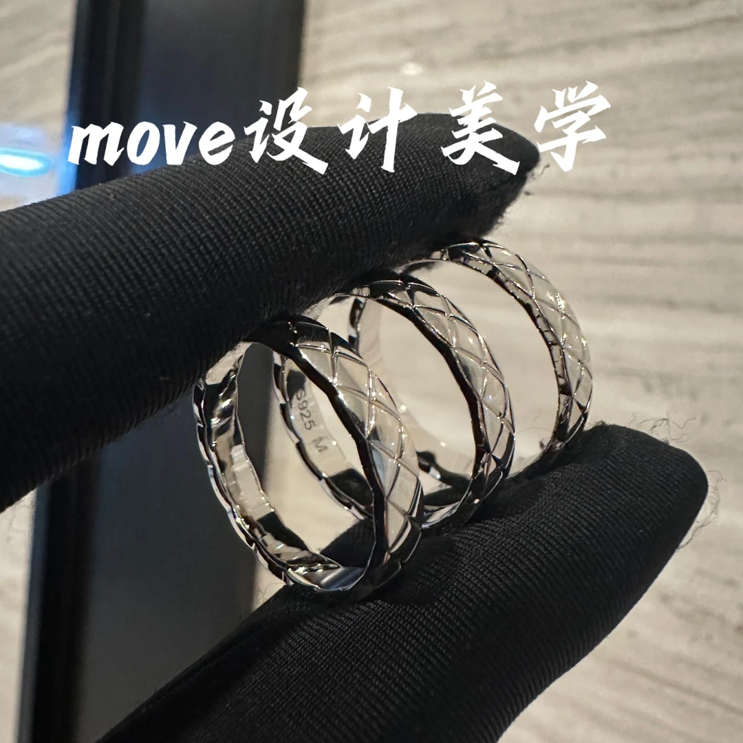 925银合成锆石戒指 0065【窄菱格】小众极简戒指