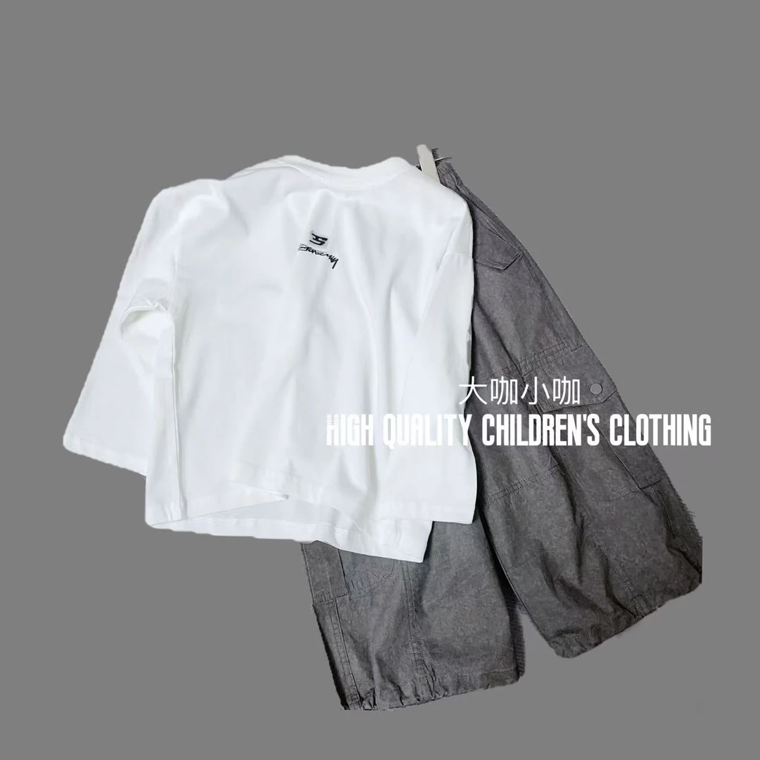 韩系打底衫棉T简约风百搭时尚中大童2025春季新款