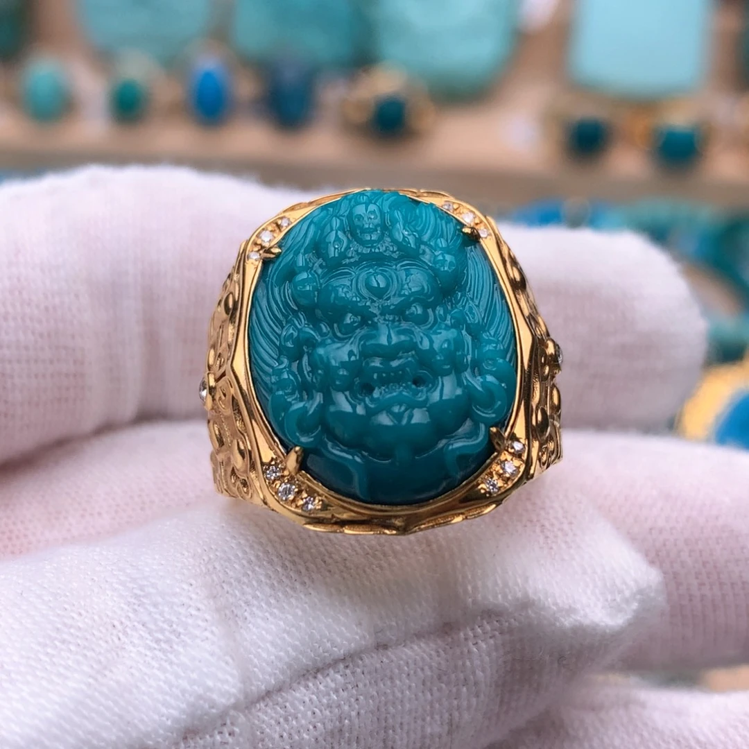 绿松石18K金镶嵌珠宝奇石