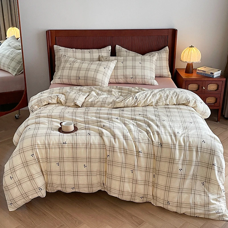 【界内界外】全棉A类母婴级双层纱床单床笠款套件宿舍四件套