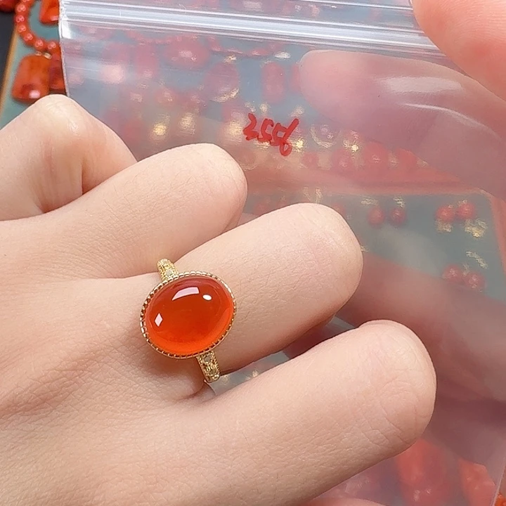 南红玛瑙银S925镶嵌戒指