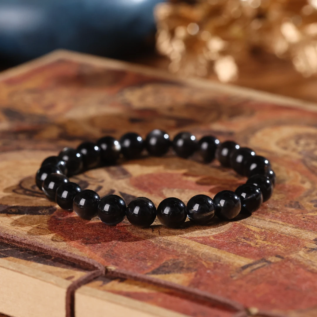 【雯雯】天然黑海蓝宝单圈手串手链海蓝宝手串百搭精致美男女款