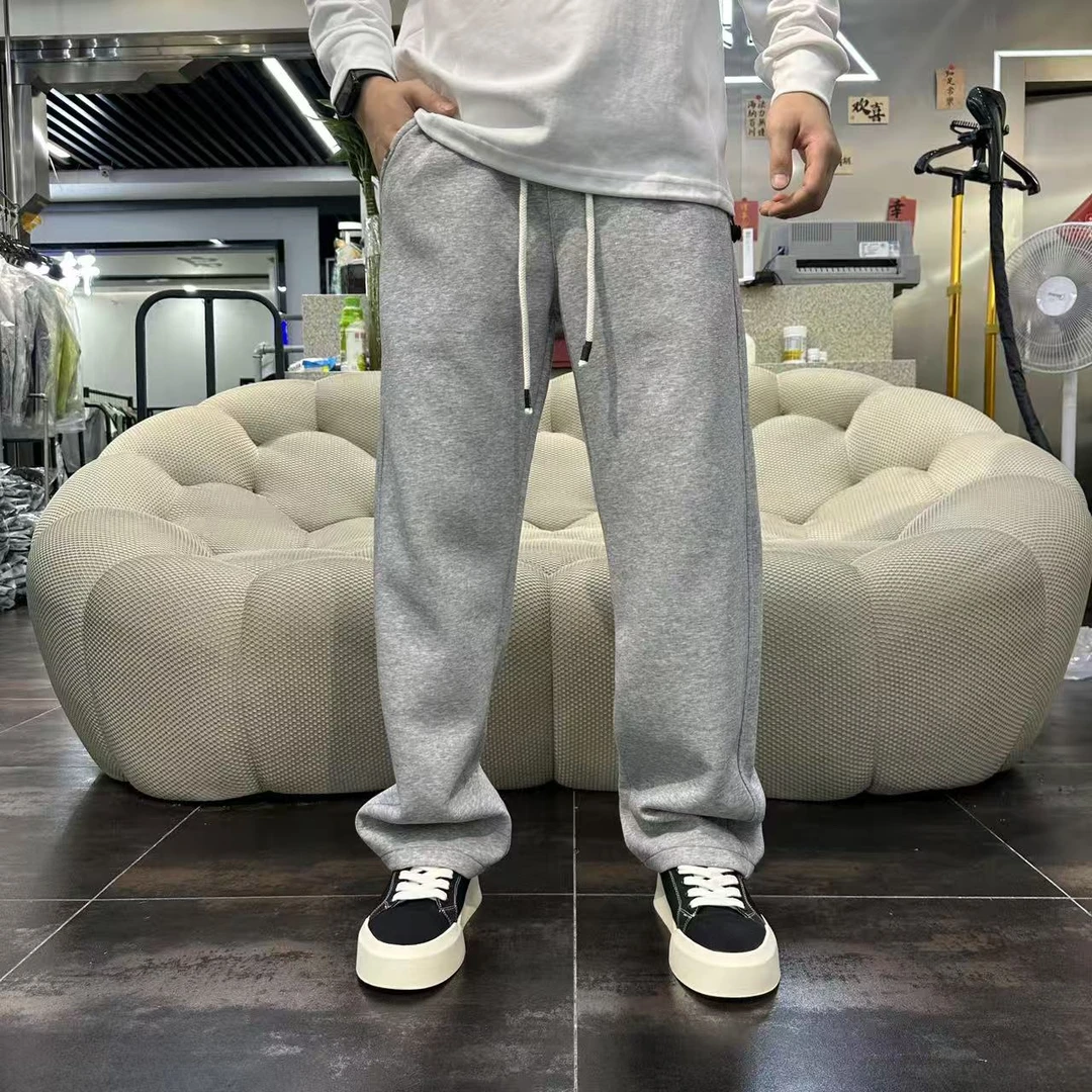 韩版潮牌抽绳长裤男士直筒休闲裤子宽松秋季复古宽松男士运动卫裤