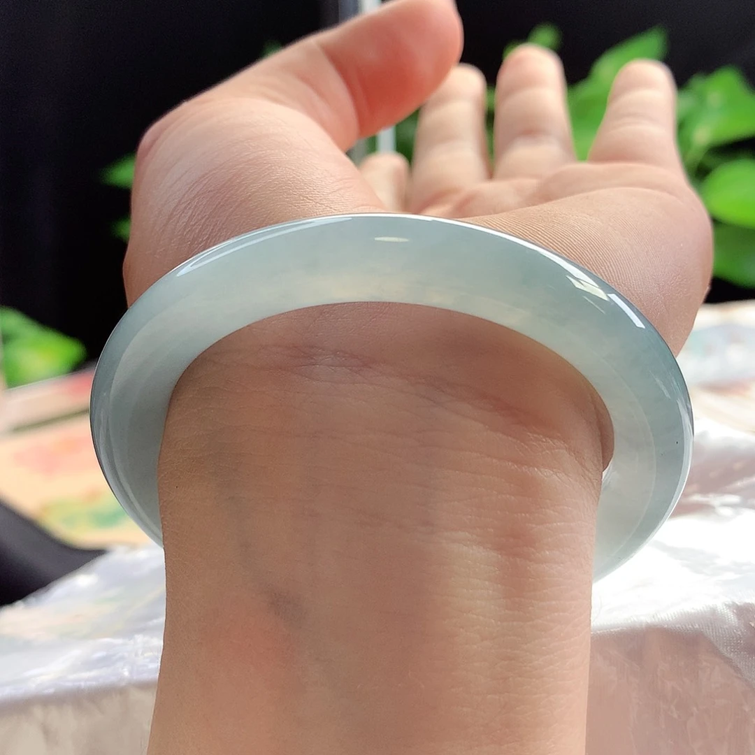 未镶嵌手镯翡翠55-56蓝冰海天一色老蓝水小万战斗机14号