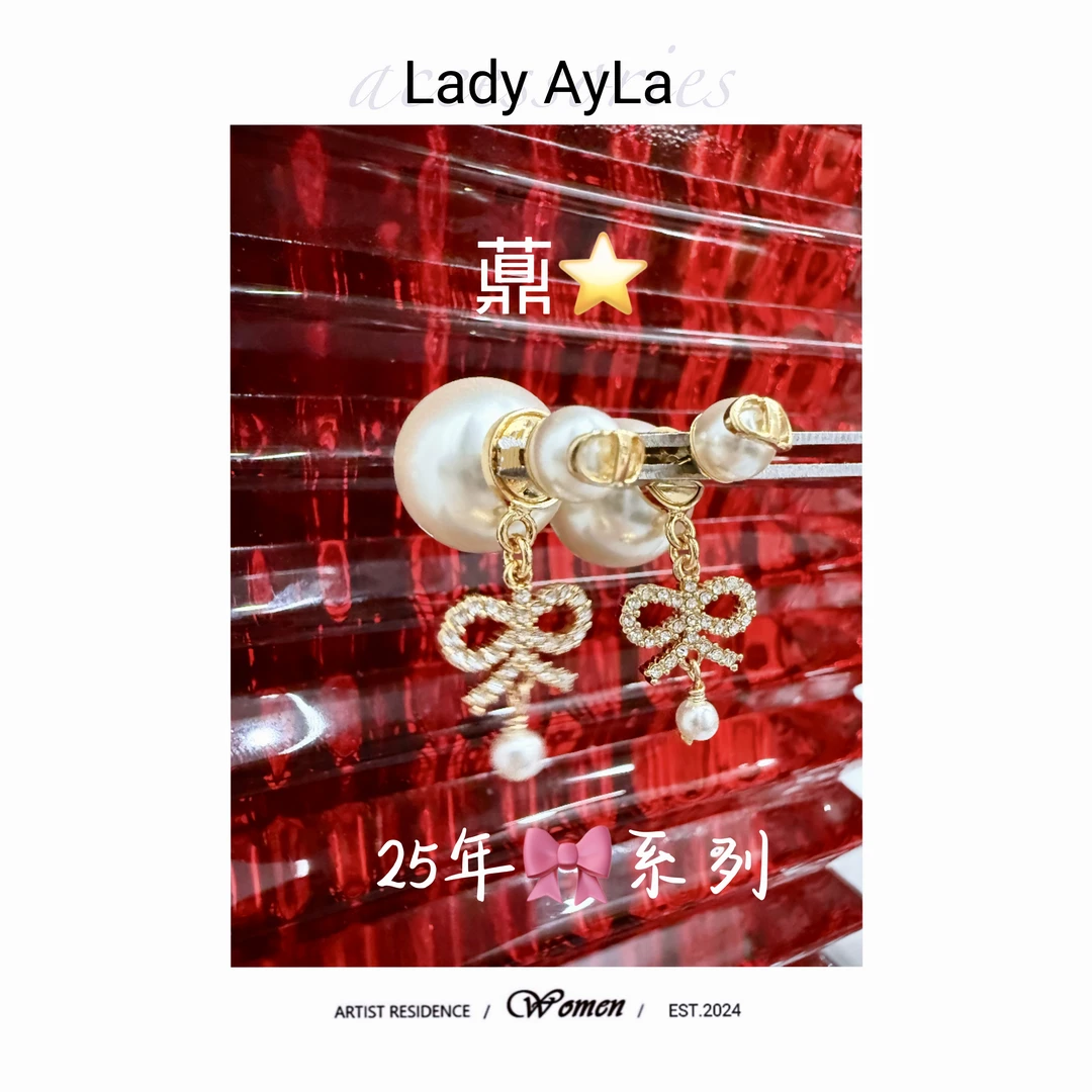 925银合成锆石耳饰 25s CD蝴蝶结轻奢时尚耳钉AL060