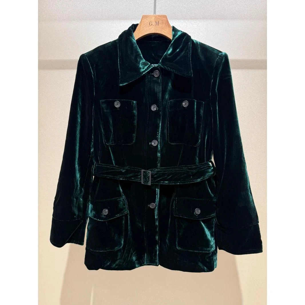 【肆姐高定】翻领系带丝绒外套X3682