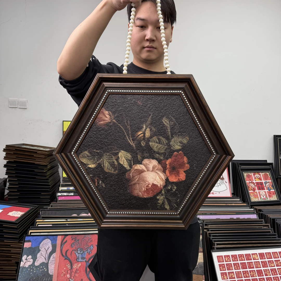 美式客厅挂画复古餐厅装饰画玄关走廊餐厅花卉卧室床头壁画144