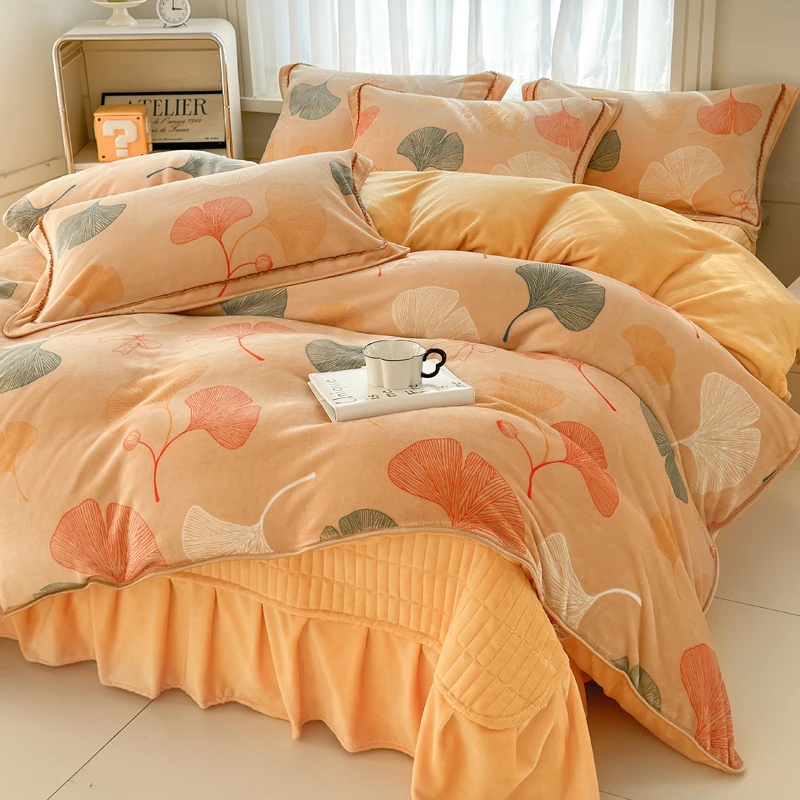 牛奶绒四件套ins公主风家用秋冬双人家居床上用品