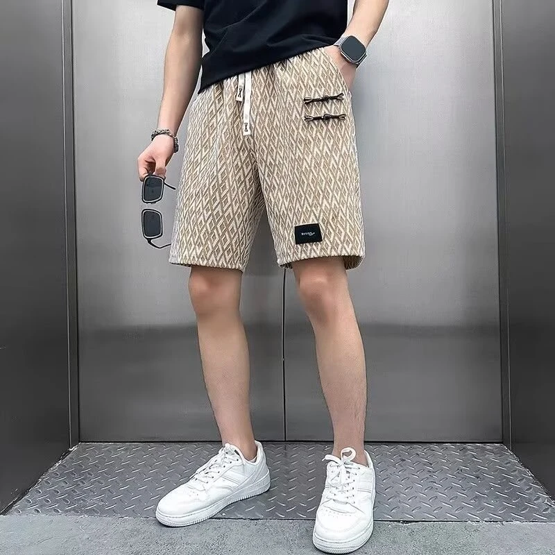 新款流行港风潮流时尚帅气潮牌格子短裤男士夏季潮牌宽松直筒中裤