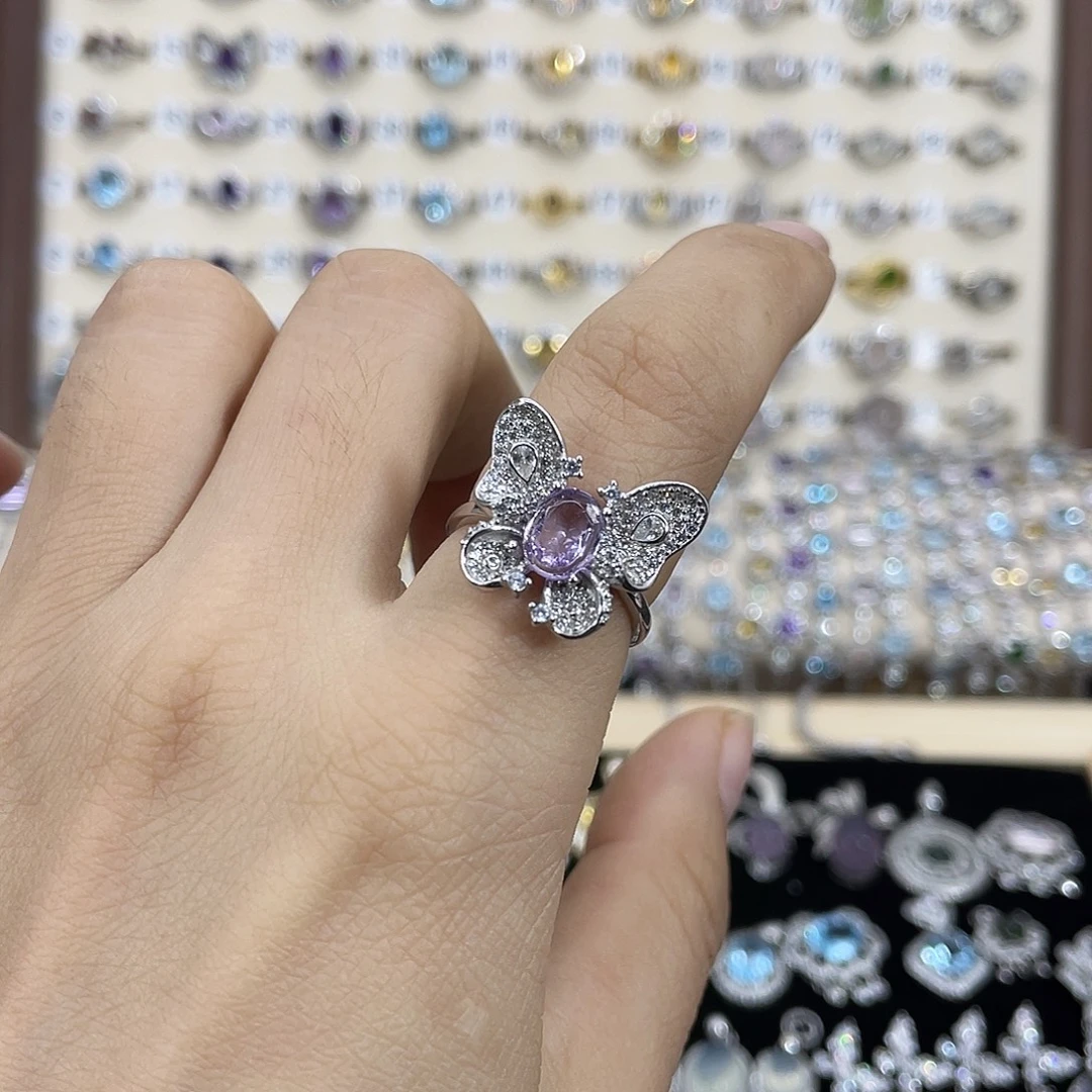 阿***沁紫晶戒指银S925镶嵌