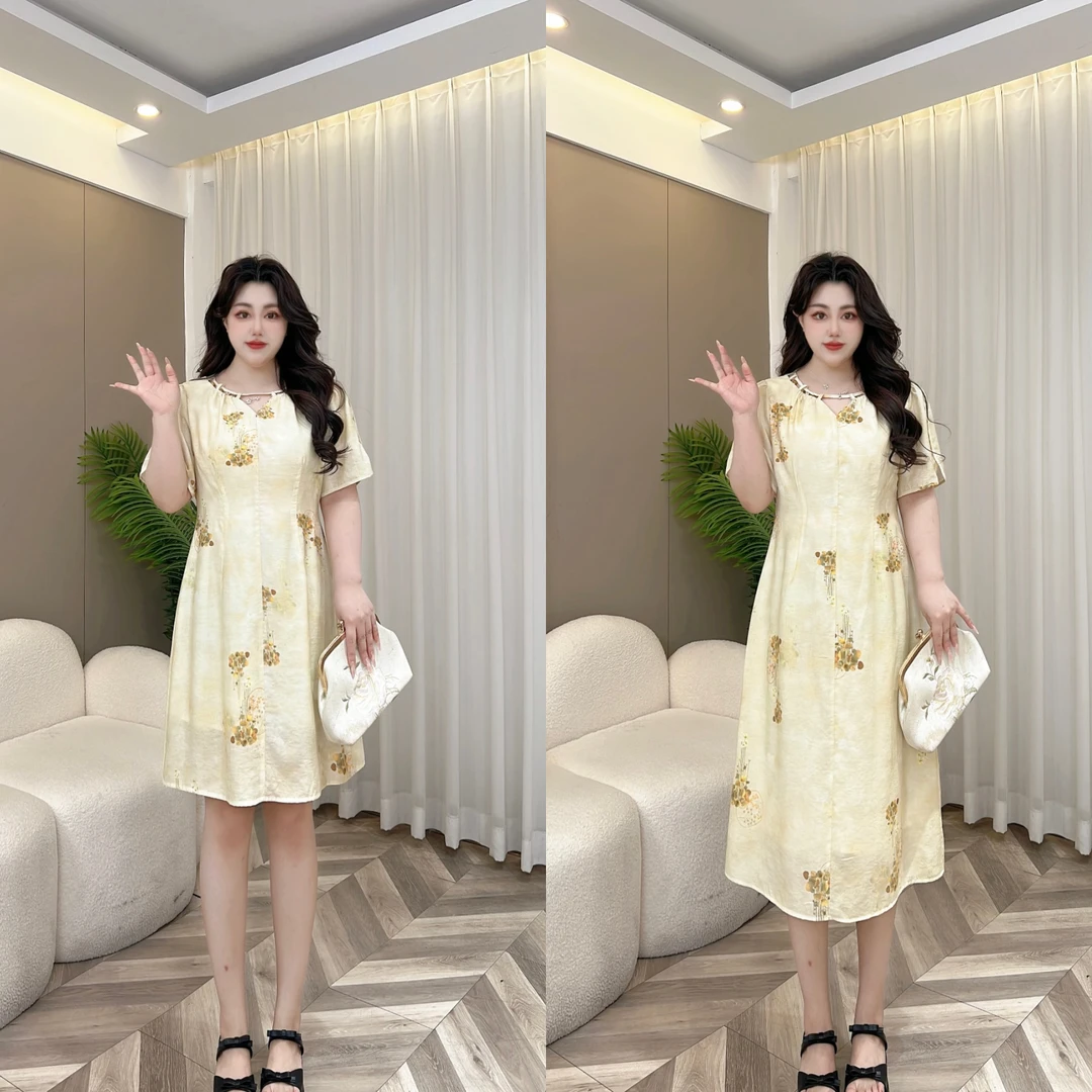 【玲胖胖 港岛日落】夏季新款中国风大码女装连衣裙LPP61774