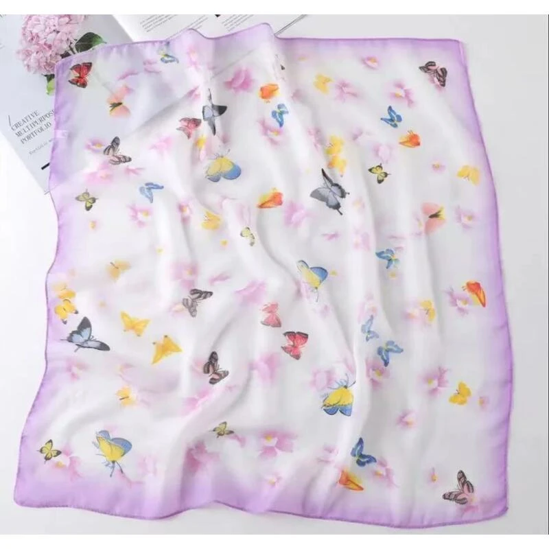 V308 紫蝶 围巾 60*60左右