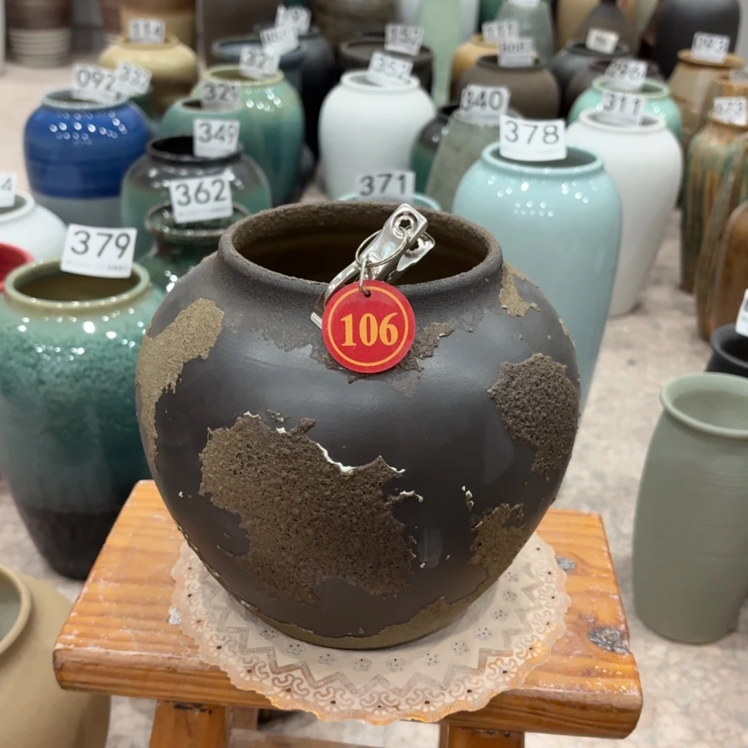 摆件106 景德镇高温陶瓷花瓶高18口11