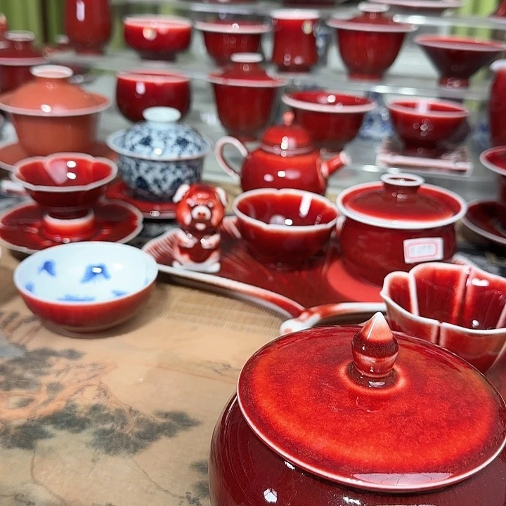 A**爱景德镇陶瓷红马坊杯子